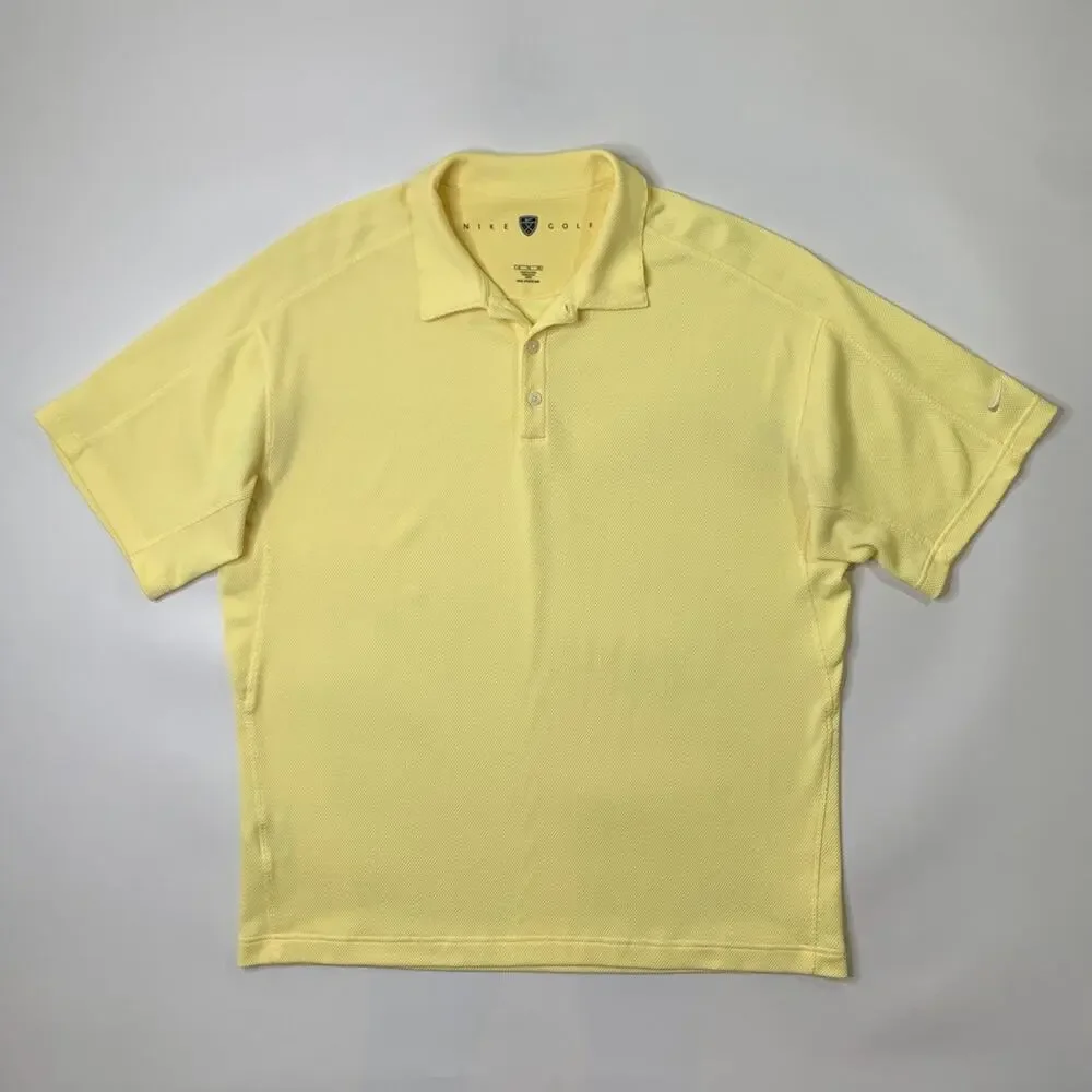 Nike Polo Shirt Mens Extra Large Lemon Sphere Dry Moisture Wick Performance Golf
